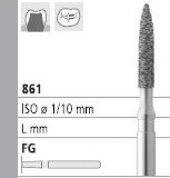 888 FG Diamond Bur Tapered Flame - 6 Pieces
