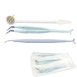 Sterilised Disposable Dental Examination Kits with Mirror, Probe & Tweezers – 10 Sets