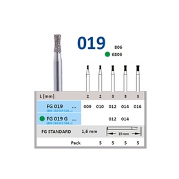 Diamond Bur FG019 FIG. 806 Inverted Cone - 5 Units