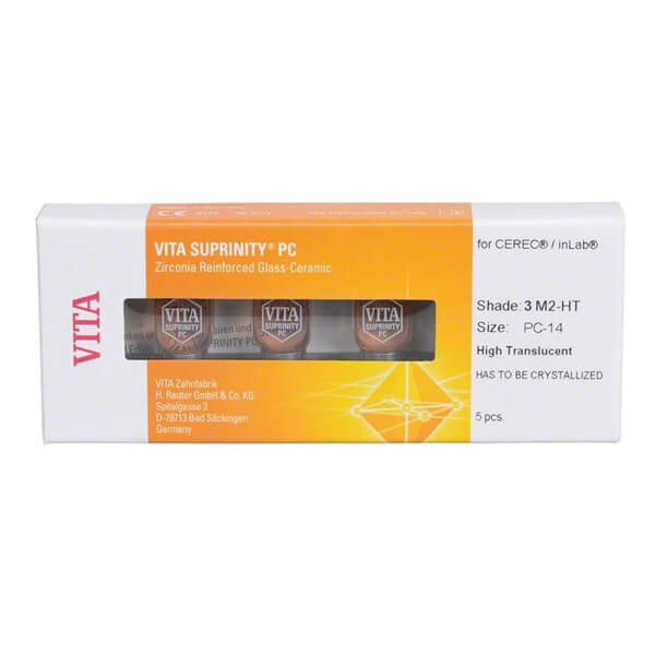 Vita Suprinity Pc: Glass Ceramic for CAD/CAM Systems (5 units - 12 x 14 x 18 mm)