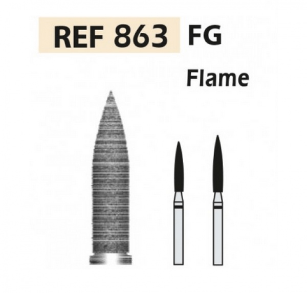 863 FG Diamond Flame Bur, 5 Pieces for Precision Dental Procedures