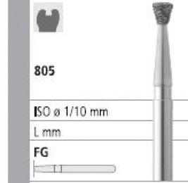 805 FG Inverted Cone Diamond Bur Set - 6 Pieces