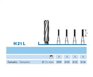 H21L.104 Flat Cylinder Tungsten Carbide Burs – 5 Pieces