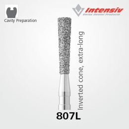 807L FG Inverted Cone Diamond Bur Set, Extended Length, 6 pcs