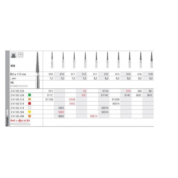 Diamond burs 858 CA against angle (6u.)