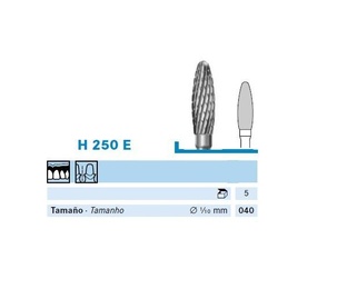 H250E.104 Torpedo Tungsten Carbide Laboratory Bur - 5 Pieces