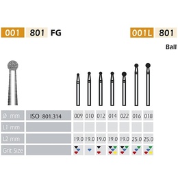 801 HP Diamond Ball Bur FG Turbine (5 pcs)