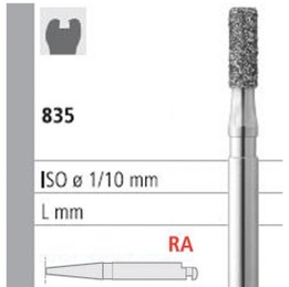 835 RA Flat Cylindrical Diamond Burs - Pack of 6
