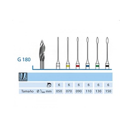 G180A Coronal Third Preparation Burs Set of 6 for Endodontics