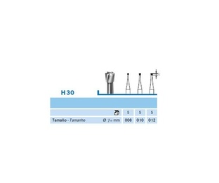 H30.314 Inverted Cone Tungsten Carbide Burs Set of 5
