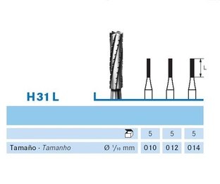 H31L.104 Flat Cylinder Tungsten Carbide Laboratory Burs - 5 pcs