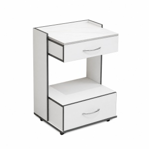 2-Layer Dental Cabinet with Wood and Tempered Glass Countertop