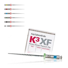 K3XF Endodontic Rotary Files Set, 6 pcs, 0.04 Taper, 30mm Length