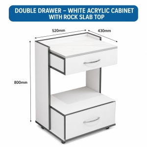 2-Layer Dental Cabinet with Wood and Tempered Glass Countertop