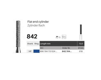 Diamond Milling Cutter 842.104.018 - Pack of 5 Cylindrical Burs