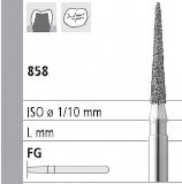 FG 858 Pointed Cone Diamond Burs - Pack of 6