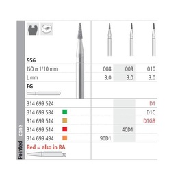 90D1/6 956 Diamond Lance FG Burr Set - 6 Pieces