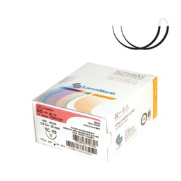 Black Non-Absorbable Silk Suture with 2 Triangular Cutting Needles TC-15, 50 Units