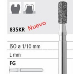 835KR FG Diamond Bur Cylindrical Short Rounded Edge, Pack of 6