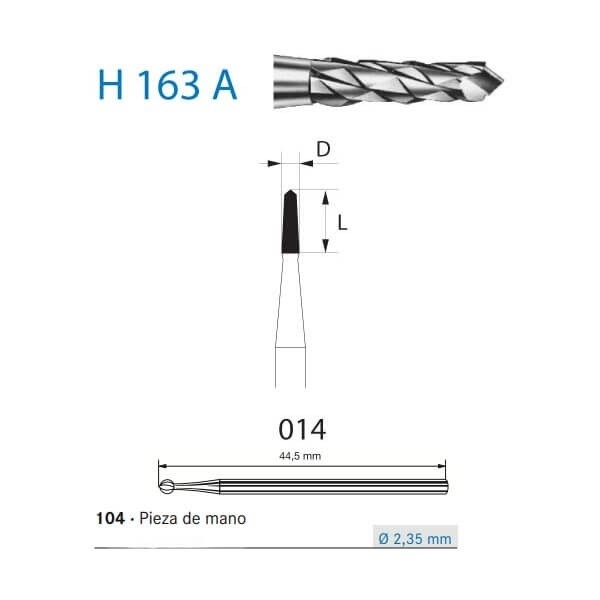 H 163 A: Tungsten Conical Burr for Maxillofacial Surgery (1 pc)