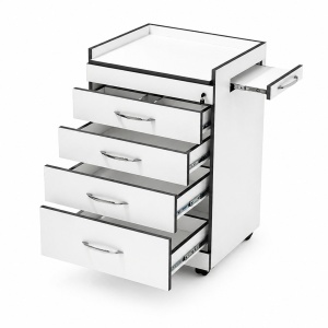 Dental Cabinet with Silent Swivel Wheels and Tempered Glass Countertop