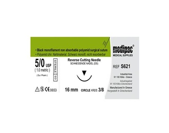 Polyamide Dental Sutures 45cm with 3/8 Circle 16mm Needle
